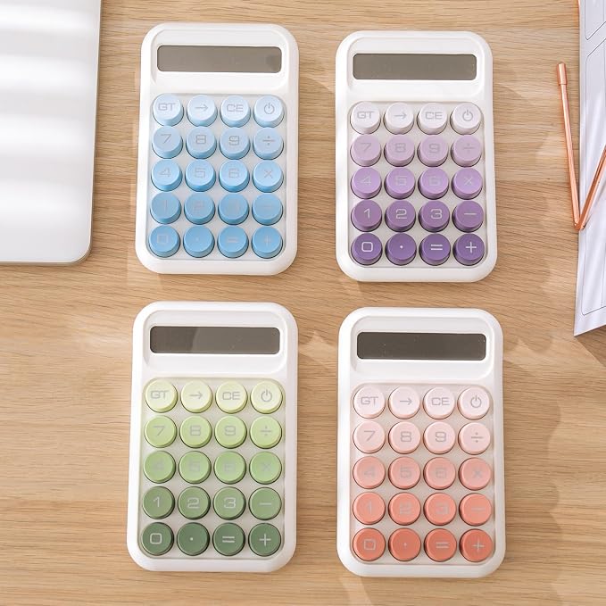 Y YOMA 1 Pack Mechanical Switch Calculator with 10 Digit Large LCD Display Big Button, Mini Cute Desktop Calculator 4 Function Basic Calculators for School Home Office Business, Cute Pink