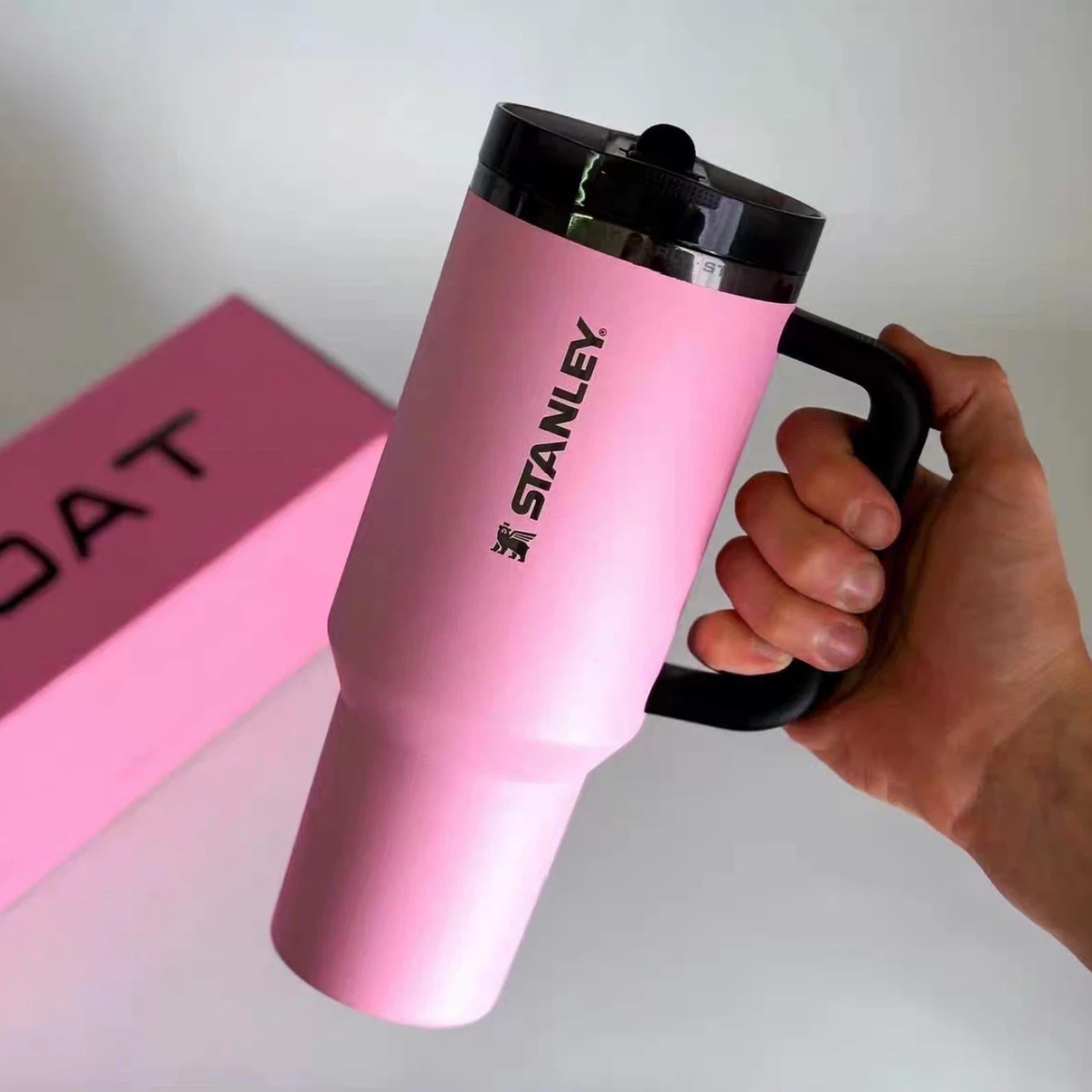 GOAT Themed Pink 40oz Insulated Tumbler with Lid and Straw